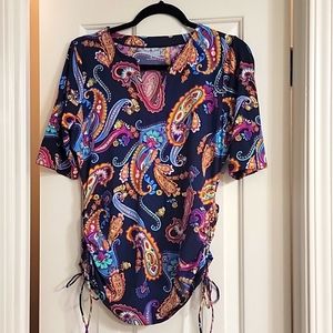 NWT Land's End swim shirt. Color blue paisley.  Size S (6-8)